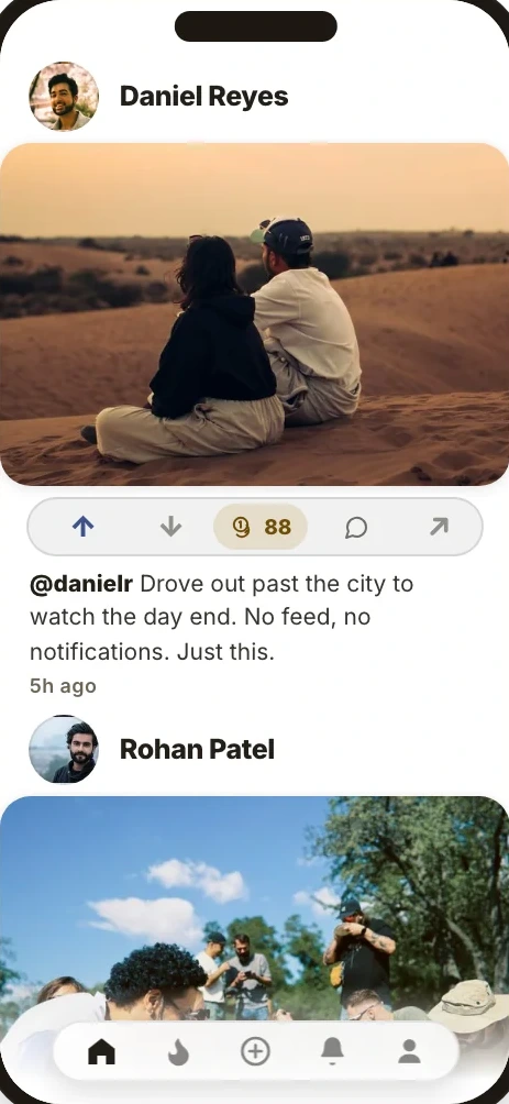 The Following feed, the people you chose, newest first
